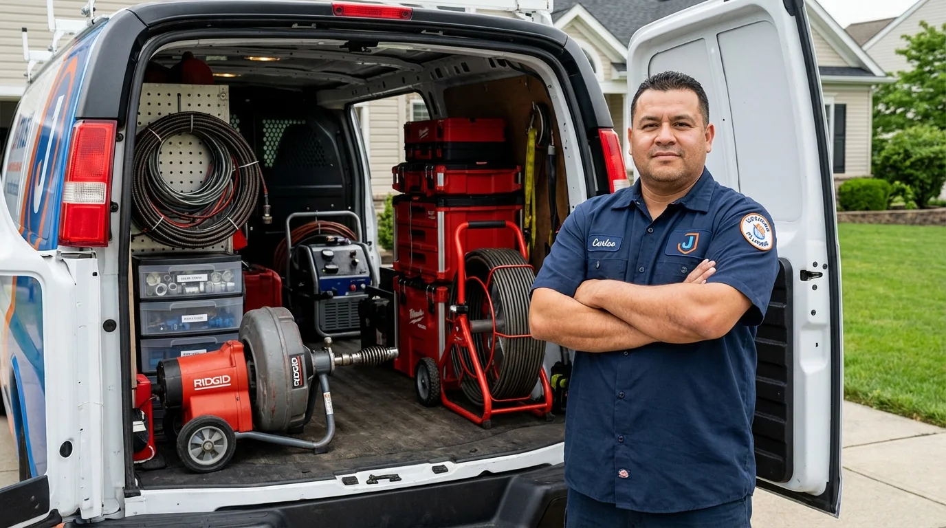 Professional drain cleaning equipment and Johns Plumbing LLC plumber in Westport