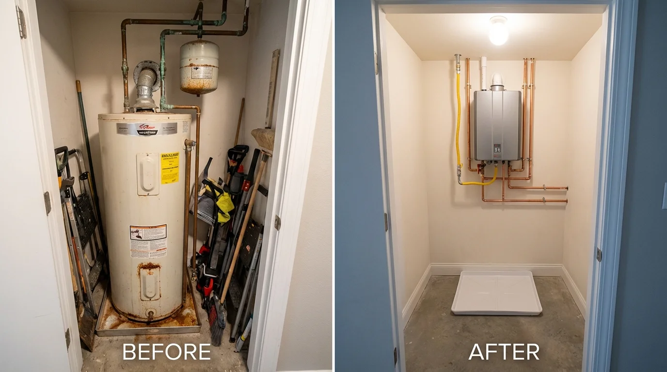Tank water heater versus wall-mounted tankless unit comparison for Westport, WA homeowners