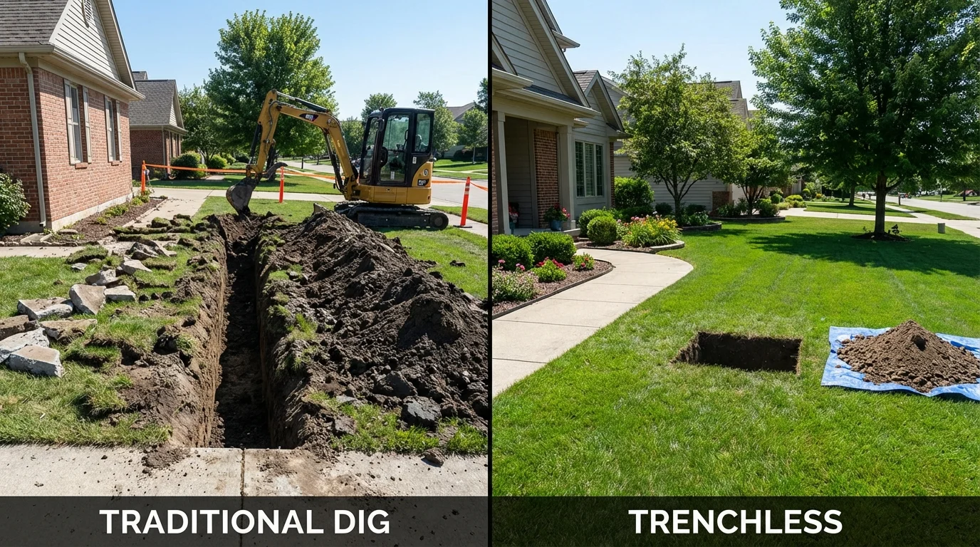 Trenchless sewer repair with minimal yard damage versus traditional excavation in Westport, WA